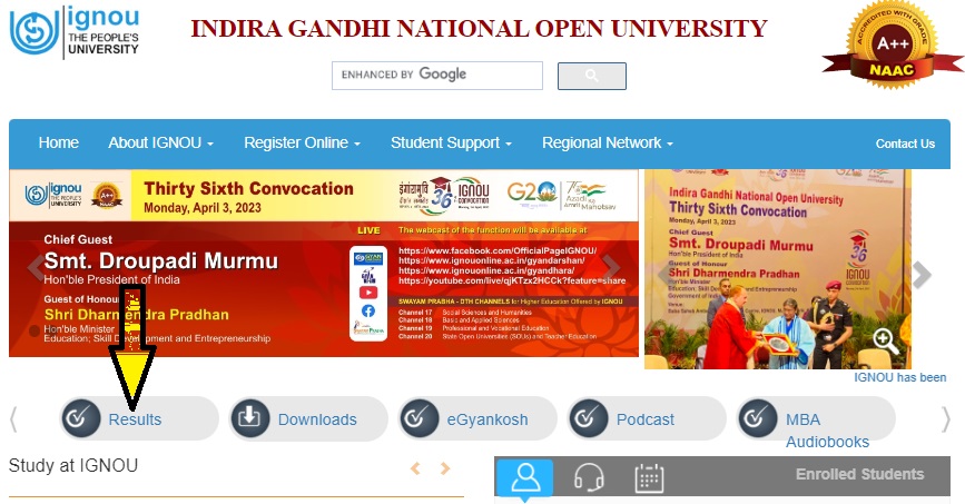 ignou result section